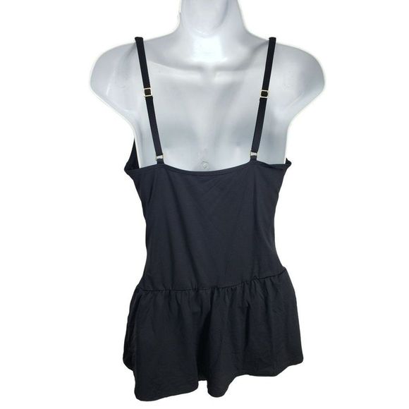 La Blanca SIZE 10 Island Goddess One Piece Shired Twisted Skirted Swimsuit Black - Picture 3 of 11